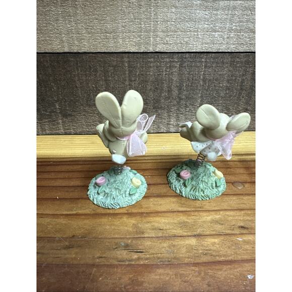 Set Of 2 Bunnies On Springs 4” Tall - Picture 5 of 7